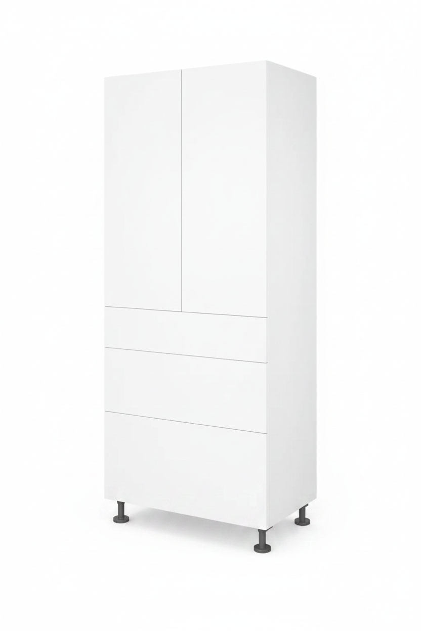 Kitchen Base 600mm 2 Door Tall Cabinet, Doors Closed, White