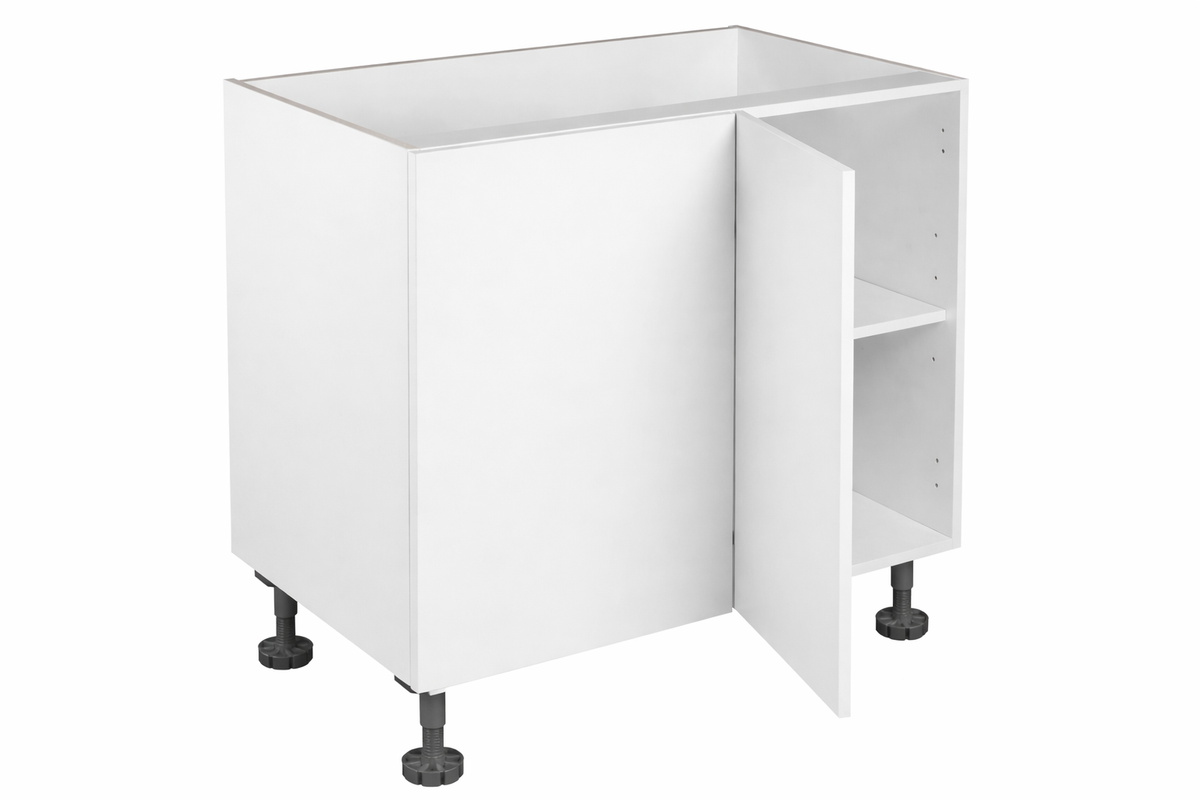 Kitchen Base 1000mm Blind Corner Base Cabinet, Right Hand Door, Door Open, White