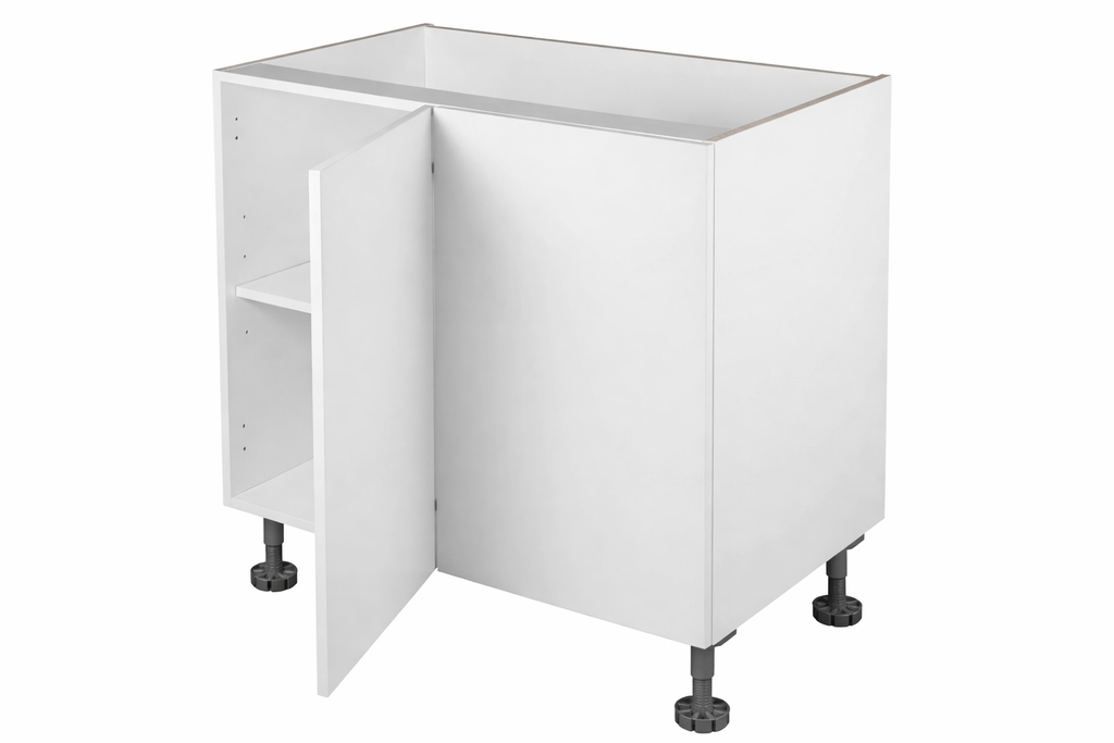 Kitchen Base 1050mm Blind Corner Base Cabinet, Left Hand Door, Door Open, White