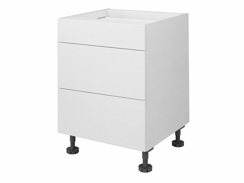 Kitchen Base 400mm Kitchen Drawers, 3 drawers closed in White