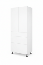 Kitchen Base 600mm 2 Door, 3 Drawer Pantry Cabinet, Doors Closed, White 