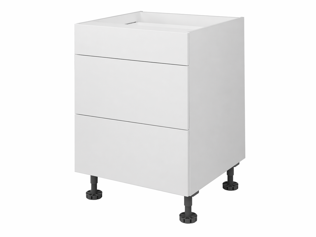 Kitchen Base 800mm Kitchen Drawers - 3 Drawers closed in White