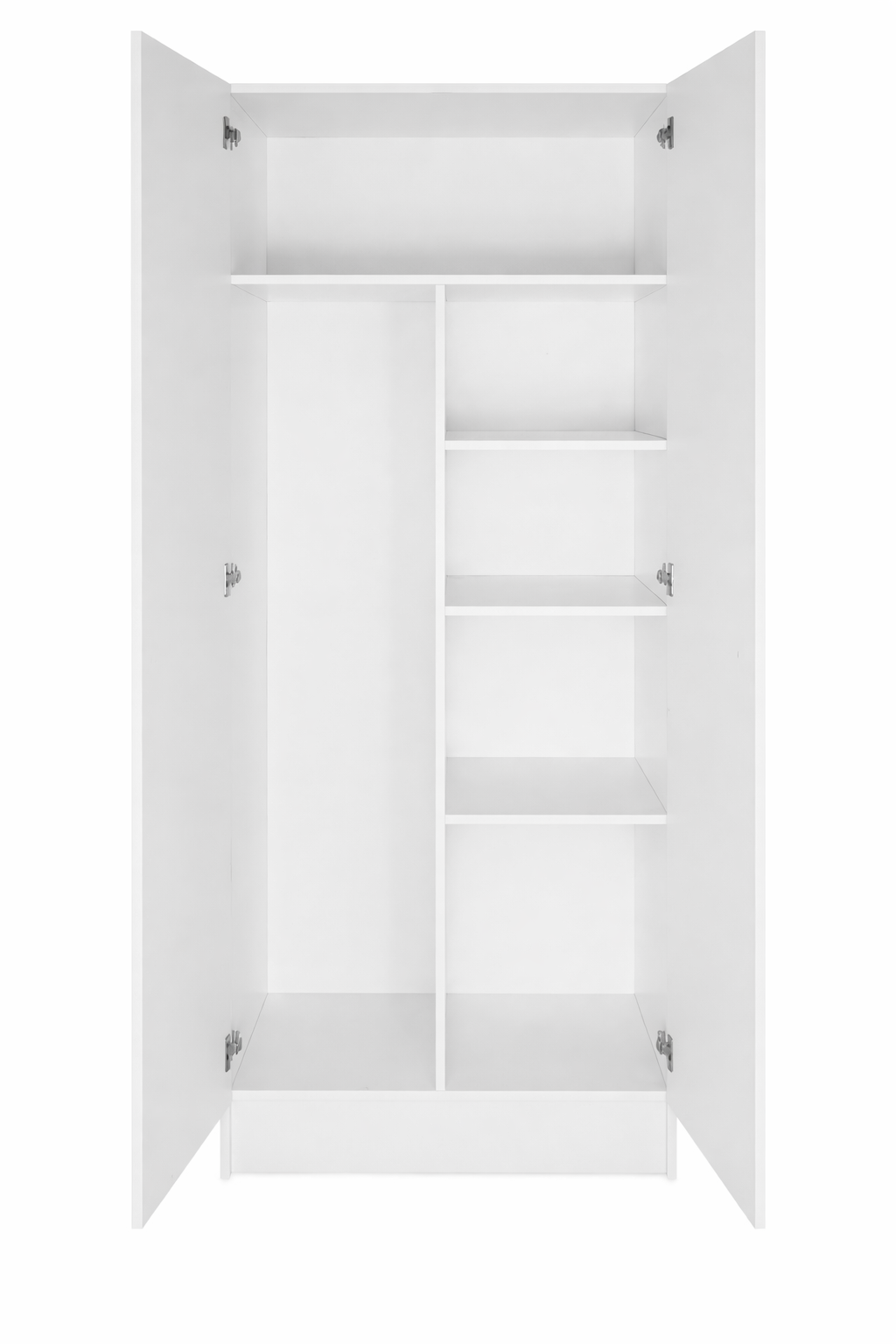 Kitchen Base 800mm, 2 Door Tall Cabinet, Doors Open, with Middle Divider in White