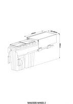 MAXI Bin MAX300-M460-2 dimensions drawing integrated rubbish bin to fit a 300mm wide cabinet. Colour is Anthracite Gray